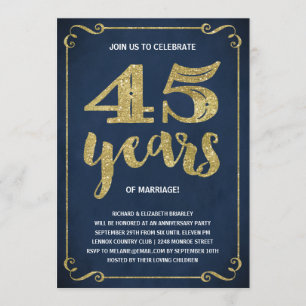 Goldtypografie   Imitate - 45-jähriges Jubiläum Einladung