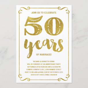 Goldtypografie   Imitate - 50-jähriges Jubiläum Einladung
