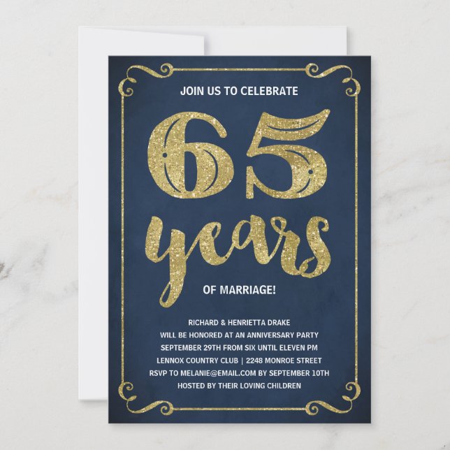 Goldtypografie | Imitate - 65-jähriges Jubiläum Einladung (Vorderseite)
