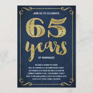 Goldtypografie   Imitate - 65-jähriges Jubiläum Einladung