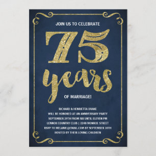 Goldtypografie Imitate - 75. Jahrestag Einladung