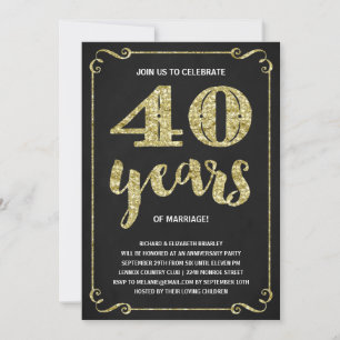 Goldtypografie Imitate Foil 40 Jahre Jubiläum Einladung