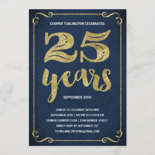 Goldtypografie Imitats Foil 25. Geburtstagspartei Einladung