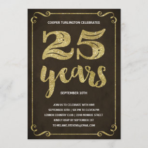 Goldtypografie Imitats Foil 25. Geburtstagsparty Einladung
