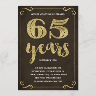 Goldtypografie | Imitats Foil 65. Geburtstagsparty Einladung