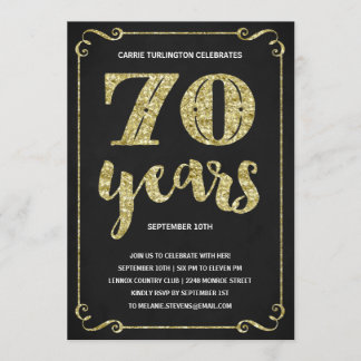 Goldtypografie| Imitats Foil 70. Geburtstagsparty Einladung