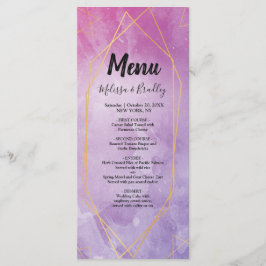 Goldtypografie, rosa Wasserfarbe Hochzeitsmenü Programm