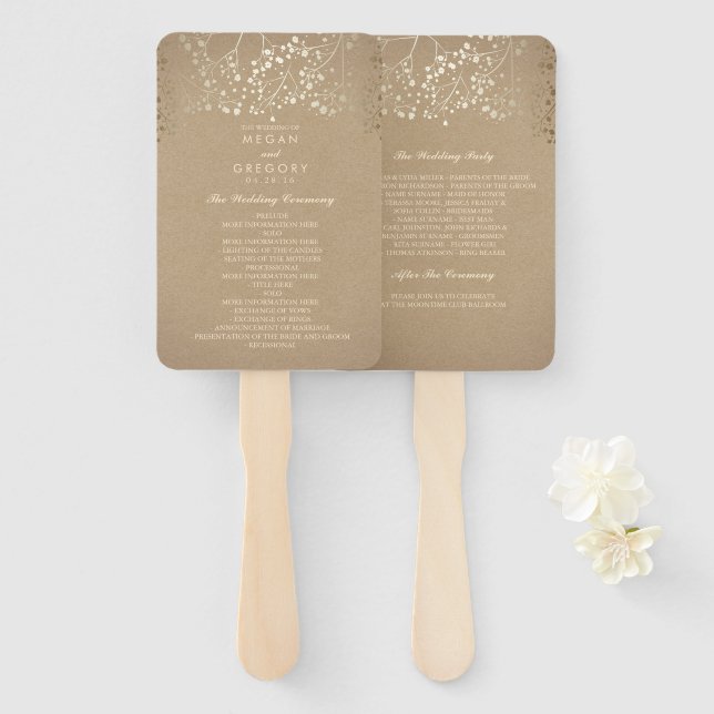 Goldumlaufeffekt | Hochzeitsprogramm für Gipskräut Fächer (Vorne und Hinten)