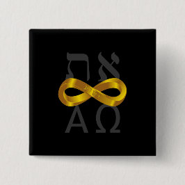 Goldunendlichkeitssymbol. Aleph Tav - Alpha und Button