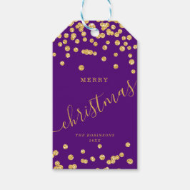 Goldurlaub Weihnachten Glitzer Confetti Lila Geschenkanhänger
