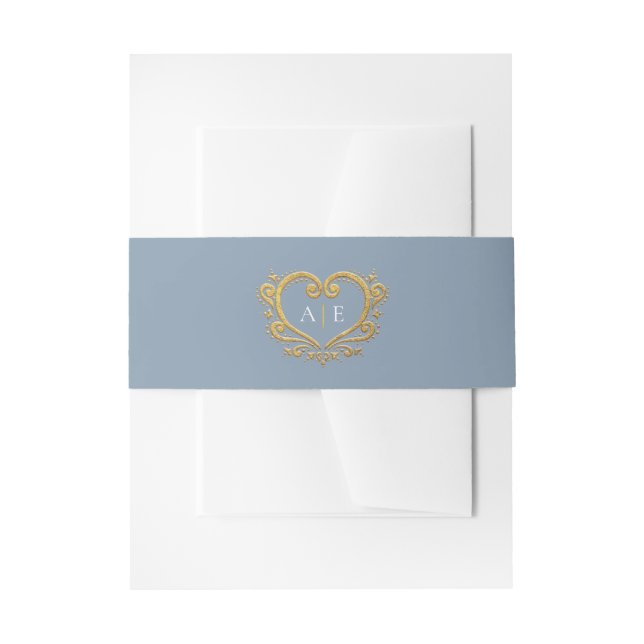 Goldverzierende, blaue, graue Hochzeit Einladungsbanderole (Vorderseite Beispiel)