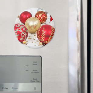 Goldverzierungen, Rote Ornamente, Weihnachten, Gli Magnet