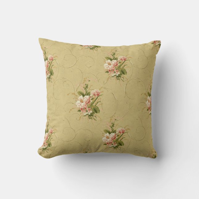GoldVintage BlumenRose Kissen (Vorderseite)