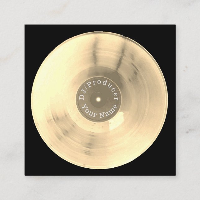 Goldvinylaufzeichnungs-Disc-DJ-Produktion Quadratische Visitenkarte (Vorderseite)