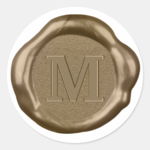 Goldwachs-Siegel-Aufkleber-Monogramm Runder Aufkleber