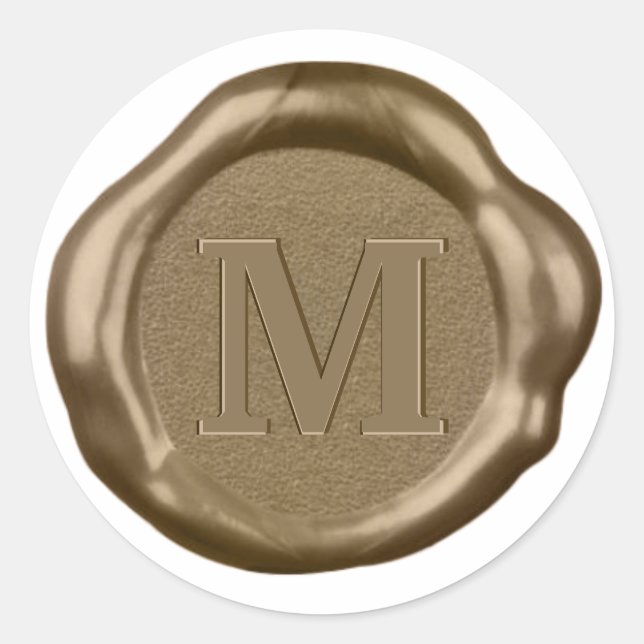 Goldwachs-Siegel-Aufkleber-Monogramm Runder Aufkleber (Vorderseite)