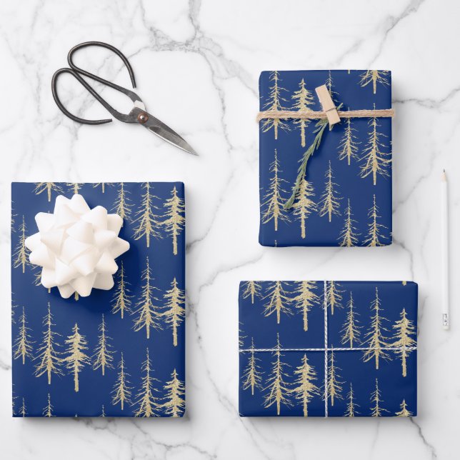 Goldwald knarrend, spruce spruce Tree Forest Geschenkpapier Set (Vorderseite)
