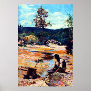 Goldwaschen 1893 Walter Withers Australisch  Poster