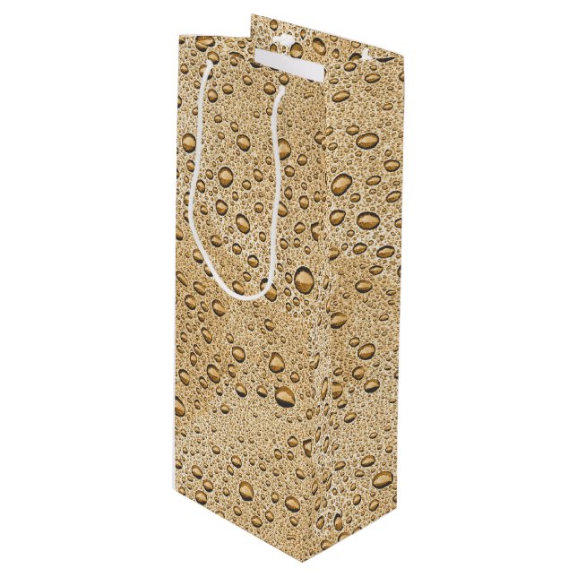 Goldwassertröpfchen Geschenktüte Für Weinflaschen (Vorderseite Schrägansicht)