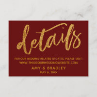 Goldwaves & Handwriting Burgundy Wedding Details