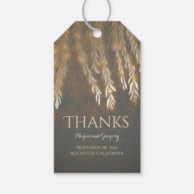 Goldweiden Vintage String Lights Hochzeit Geschenkanhänger (Vorderseite)