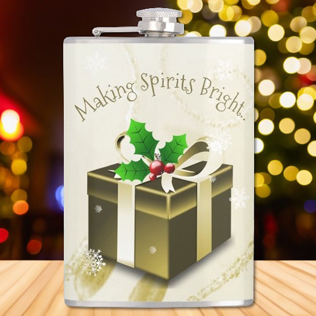 Goldweihnachtliche Flasche Flachmann (Gold Christmas Gift Flask)