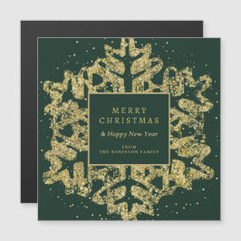 Goldweihnachtlicher Glitzer Snowflake Corporate Gr Magnetkarte