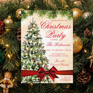 Goldweihnachtliches Party   Weihnachtsbaumleuchten Einladung