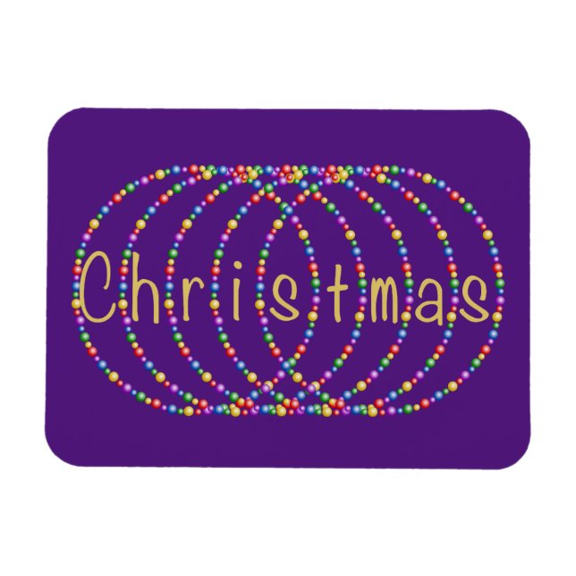 Goldweihnachtlichtdesign auf Lila Magnet (Horizontal)