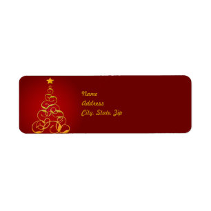 Goldweihnachtsbaum-Adressen-Etikett Schablone