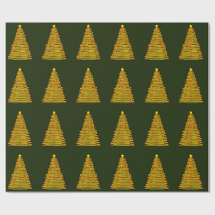 Goldweihnachtsbaum auf grünem Umschlagpapier Geschenkpapier