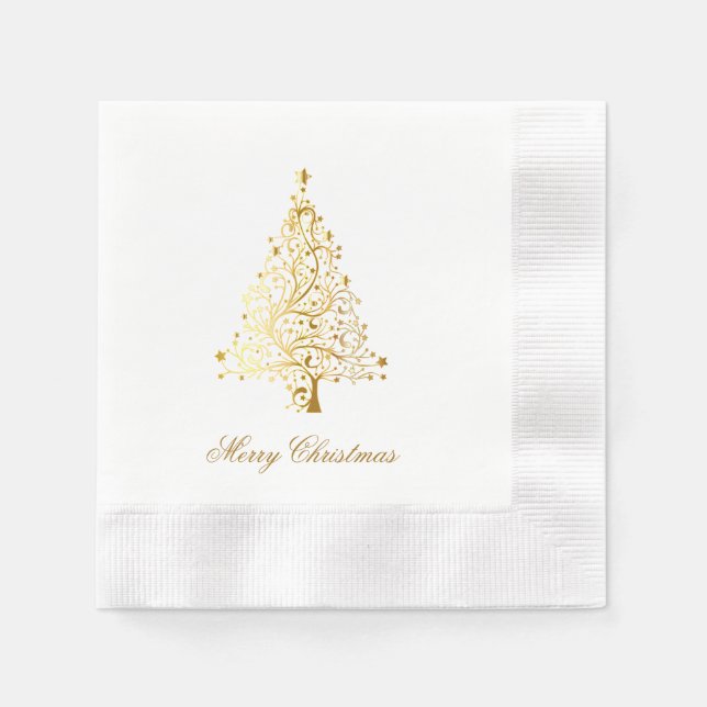 Goldweihnachtsbaum Cocktail Napkins Serviette (Vorderseite)