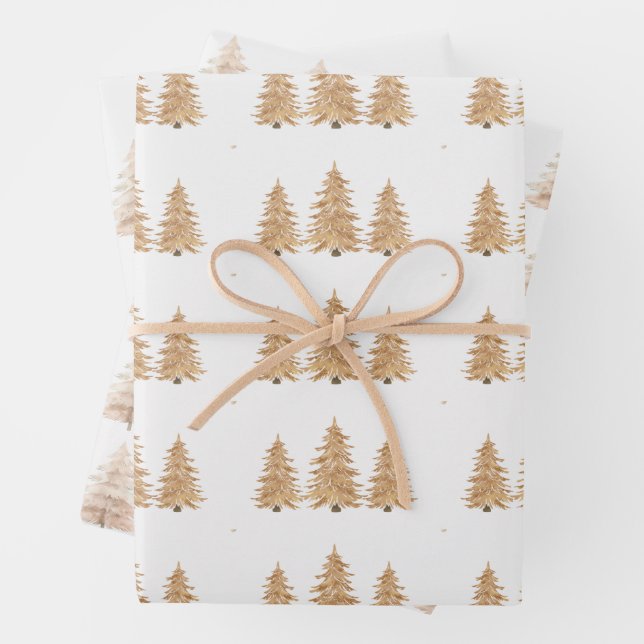 Goldweihnachtsbaum Geschenkpapier Set (Beispiel)