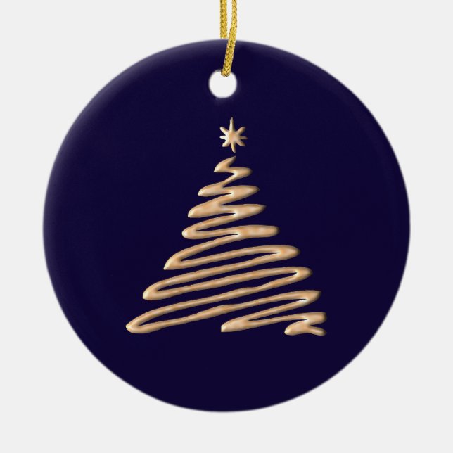 Goldweihnachtsbaum Keramik Ornament (Vorne)