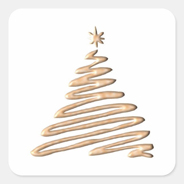 Goldweihnachtsbaum Quadratischer Aufkleber (Vorderseite)