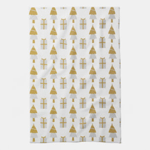 Goldweihnachtsbaum-und Geschenk-Geschirrtuch Küchentuch