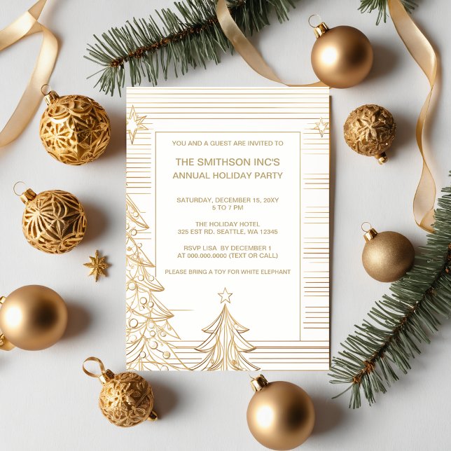 Goldweihnachtsbäume Corporate Holiday Party Einladung (Gold Christmas Trees Corporate Holiday Party Invitation)