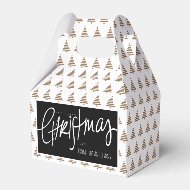 Goldweihnachtsbäume Geschenkschachtel (Vorderseite)