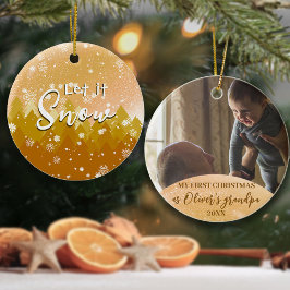 Goldweihnachtscreme lässt es Neues Großvater-Foto  Keramik Ornament