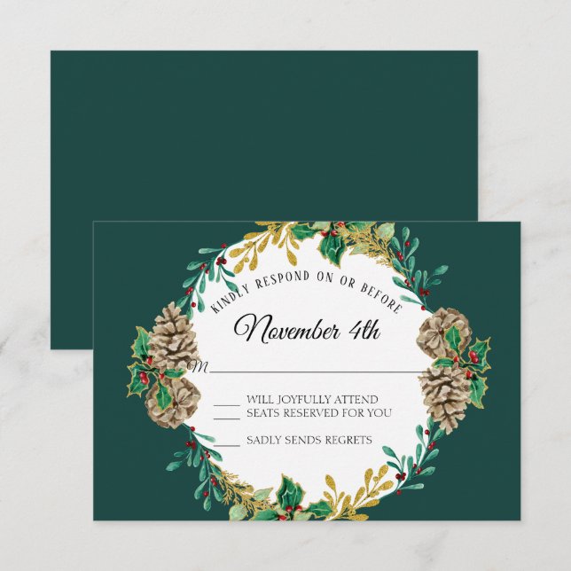 Goldweihnachtsgebirge UAWG Greenerity Wreath Einladung (Vorne/Hinten)