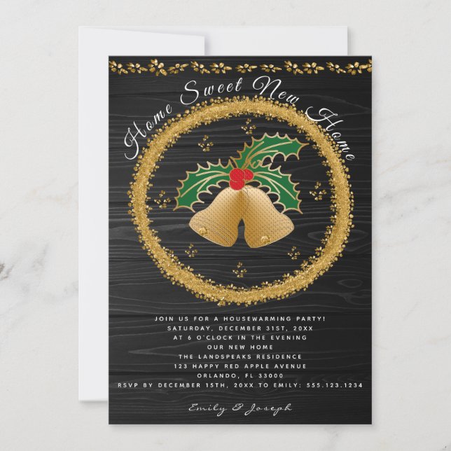 Goldweihnachtsjingle Bell Wraith für die Haushalts Einladung (Vorderseite)