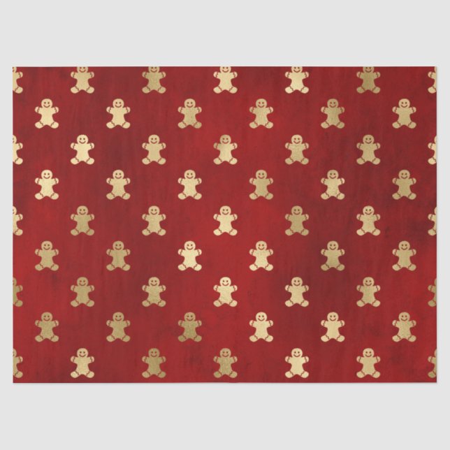 Goldweihnachtsmann auf Red Decoupage Seidenpapier (Vorderseite)