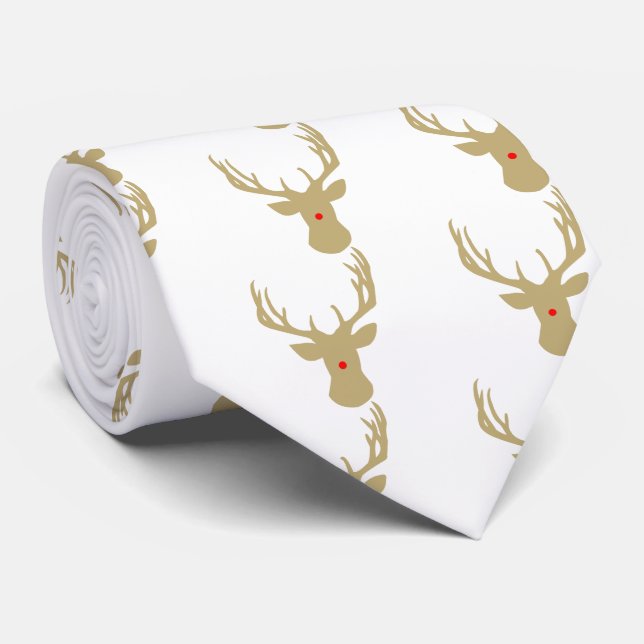 Goldweihnachtsren mit einer roten Nasen-Krawatte Krawatte (Gerollt)