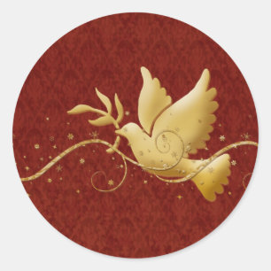 Goldweihnachtstaube Friedensdes christlichen Runder Aufkleber