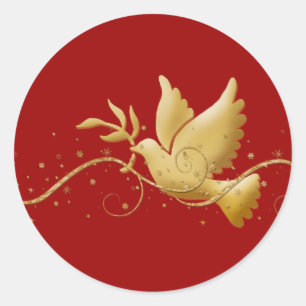 Goldweihnachtstaube Friedensdes christlichen Runder Aufkleber
