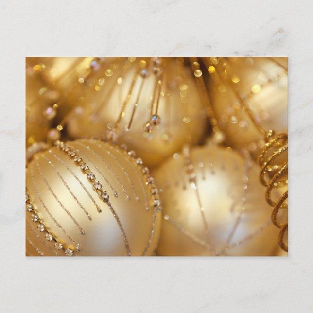 Goldweihnachtsverzierung Feiertagspostkarte (Vorderseite)
