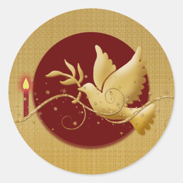 Goldweihnachttaube christlicher Veranstaltungsstil Runder Aufkleber (Vorderseite)