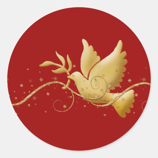 Goldweihnachttaube christlicher Veranstaltungsstil Runder Aufkleber (Vorderseite)