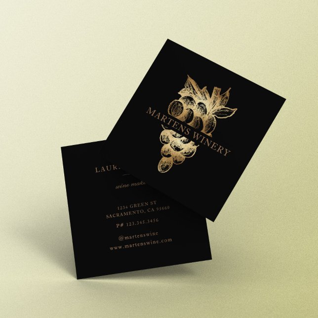 Goldweinmeister Sommelier Elegante Quadratische Visitenkarte (Von Creator hochgeladen)