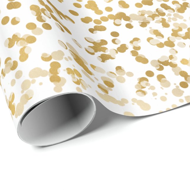 GoldweißConfetti Geschenkpapier (Rolleneckpunkt)